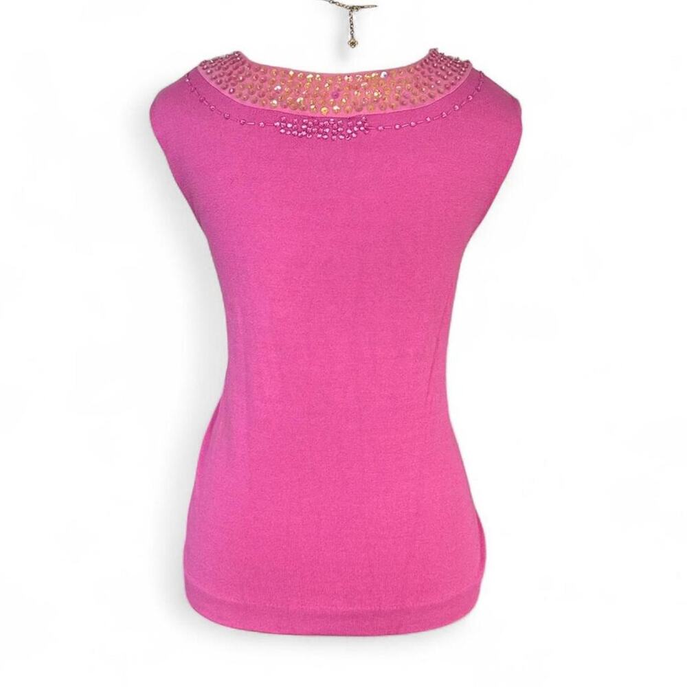 Nygard Collction Y2K Fairy vintage Pink silk sequin beaded embellished tank top - Picture 2 of 8